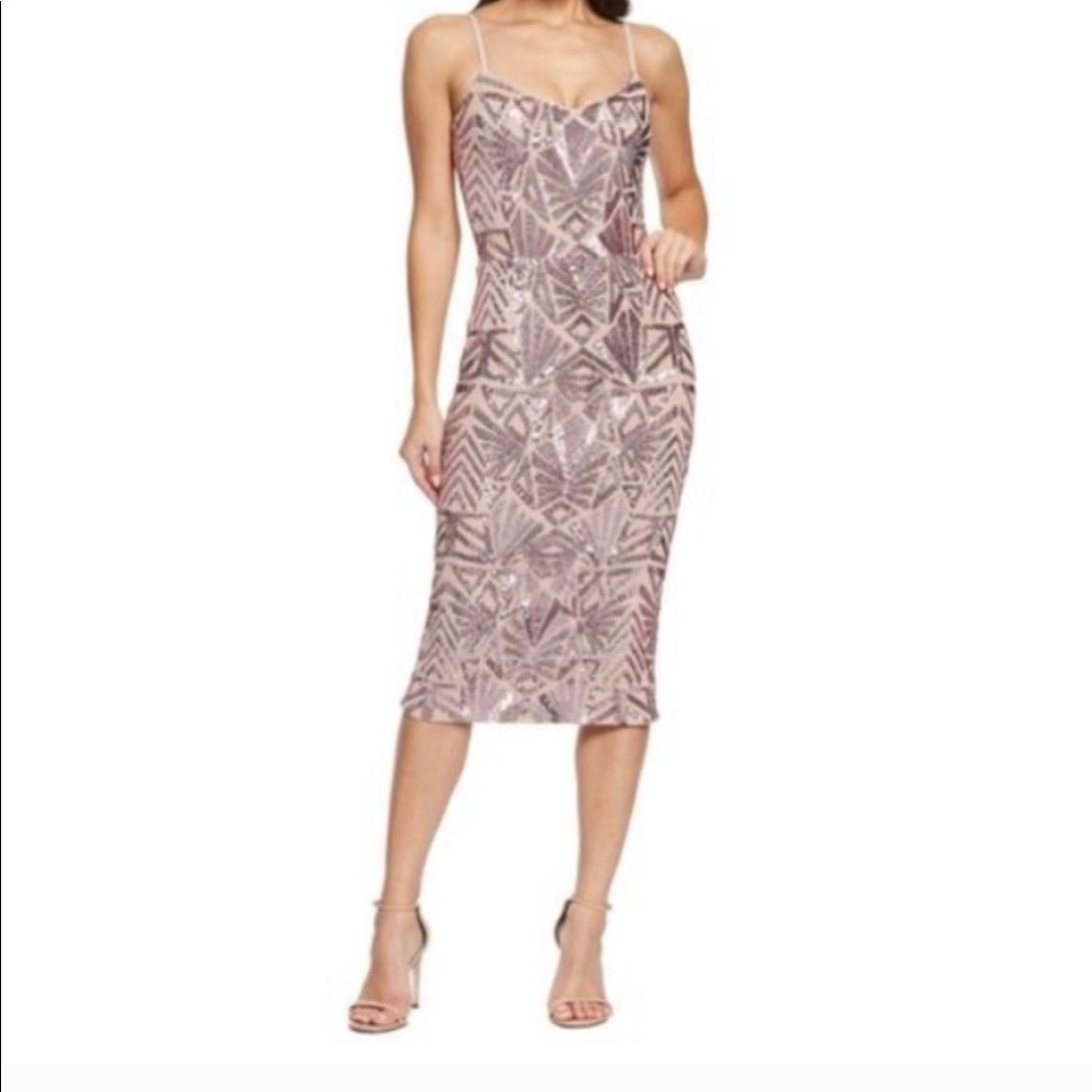 Dress the population sequin mauve dress